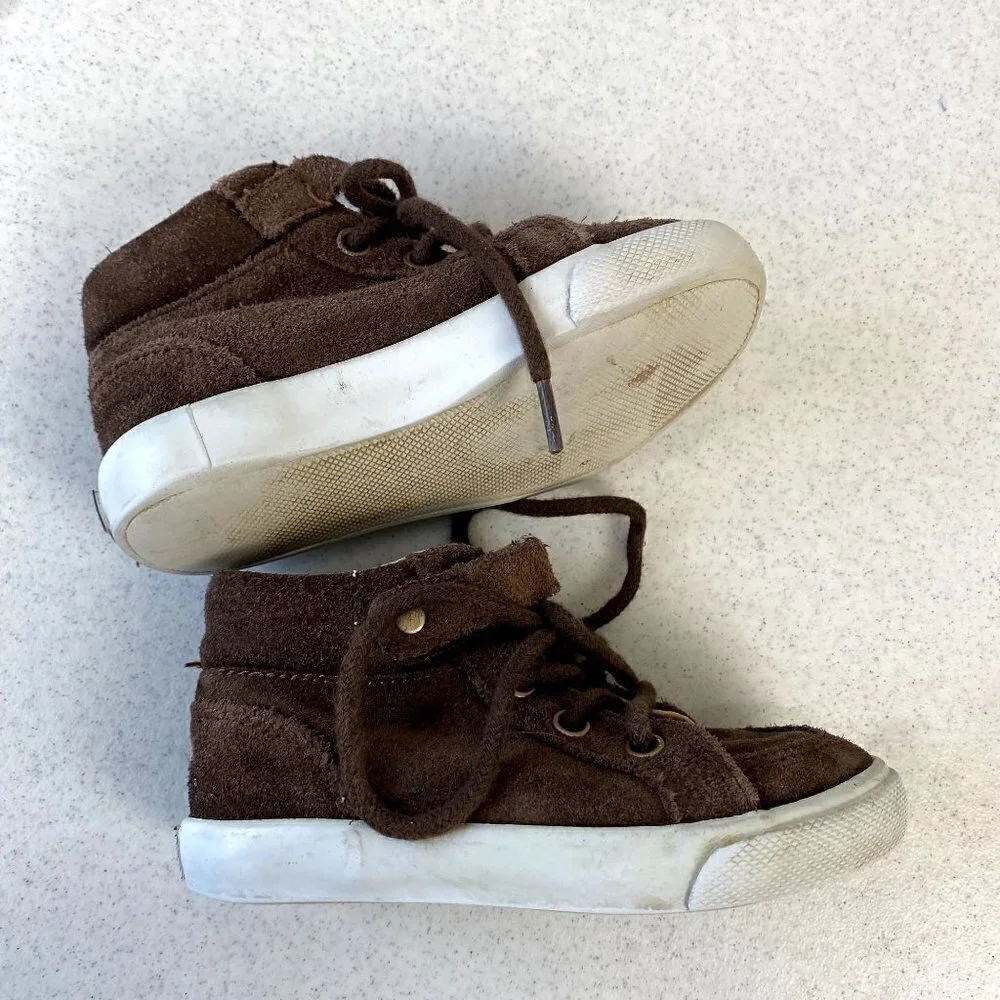Janie and Jack Leather High Top Sneaker Brown 8